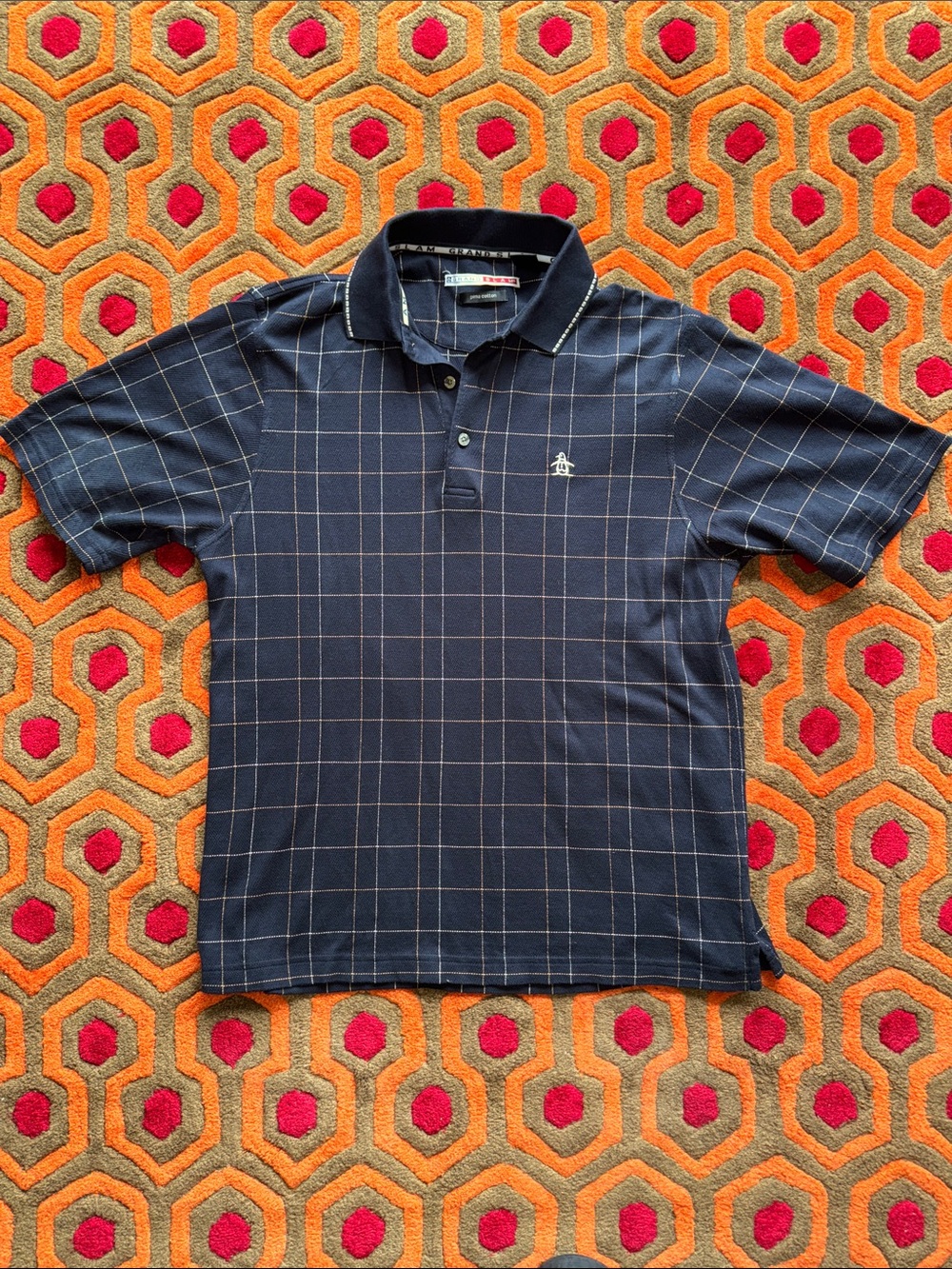 Grand Slam Navy Windowpane Polo